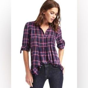 GAP | Plaid Pintuck Popover Shirt